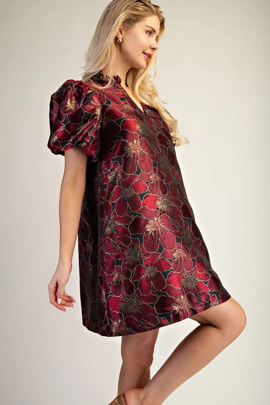 Regal Christmas Brocade Dress