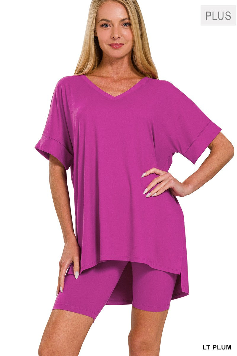 Microfiber Top and Biker Short Set Plus