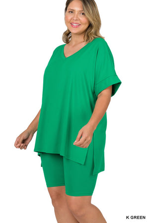 Microfiber Top and Biker Short Set Plus