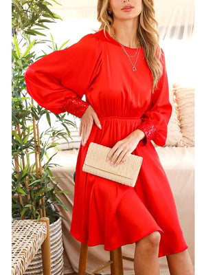 Red Satin Sequin Dress