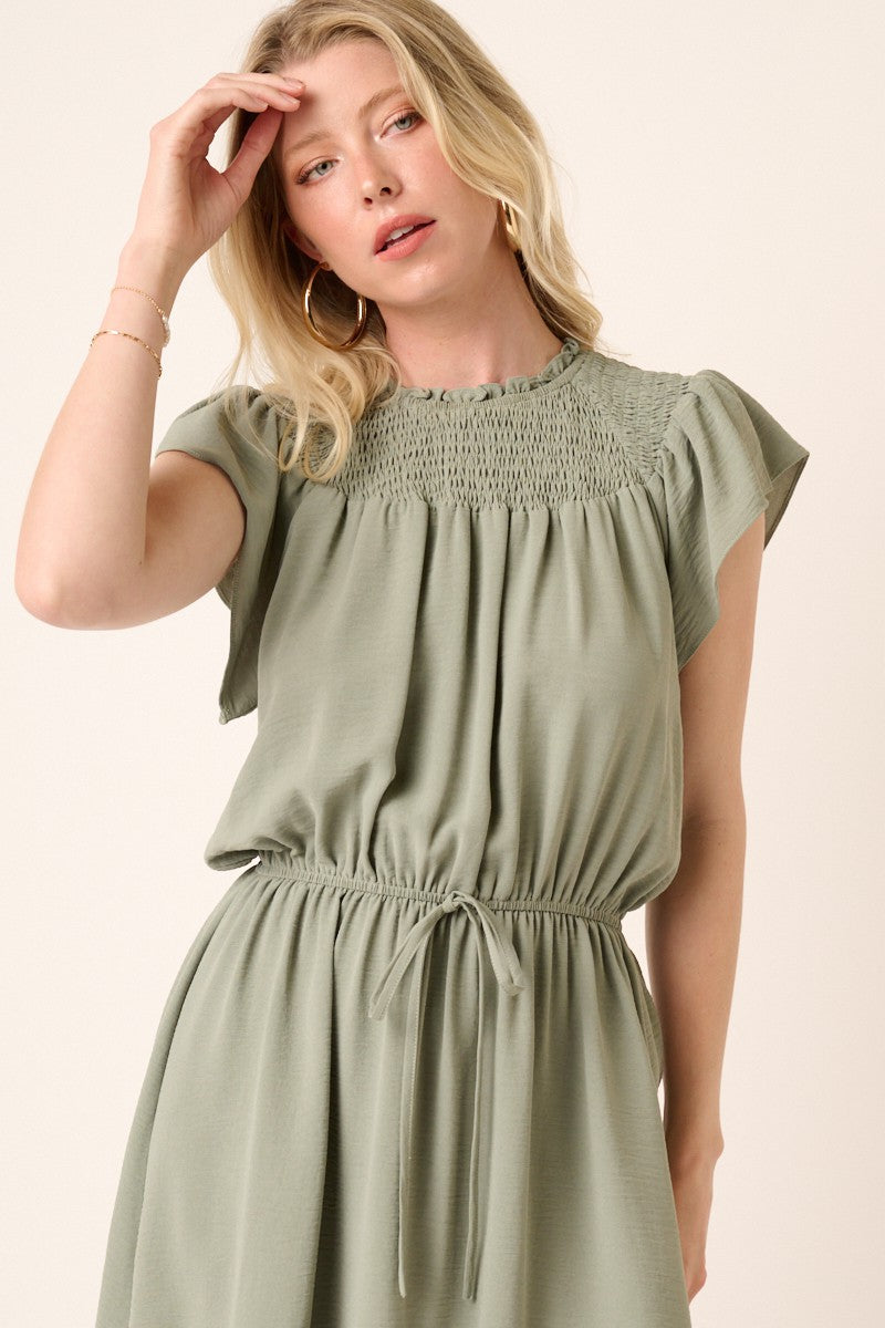 Sage Smocked Dress