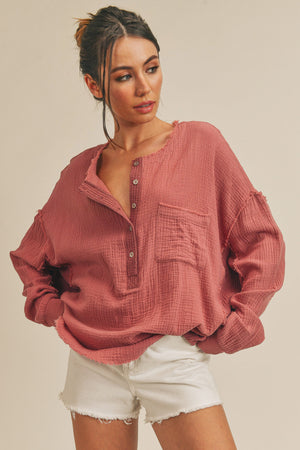 Raw Edge Henley Top
