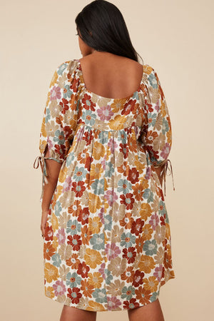 Mustard Mix Floral Plus Dress