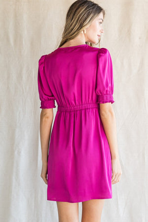 Side Ruffle Surplice Dress