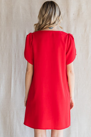 Red Tulip Sleeve Dress