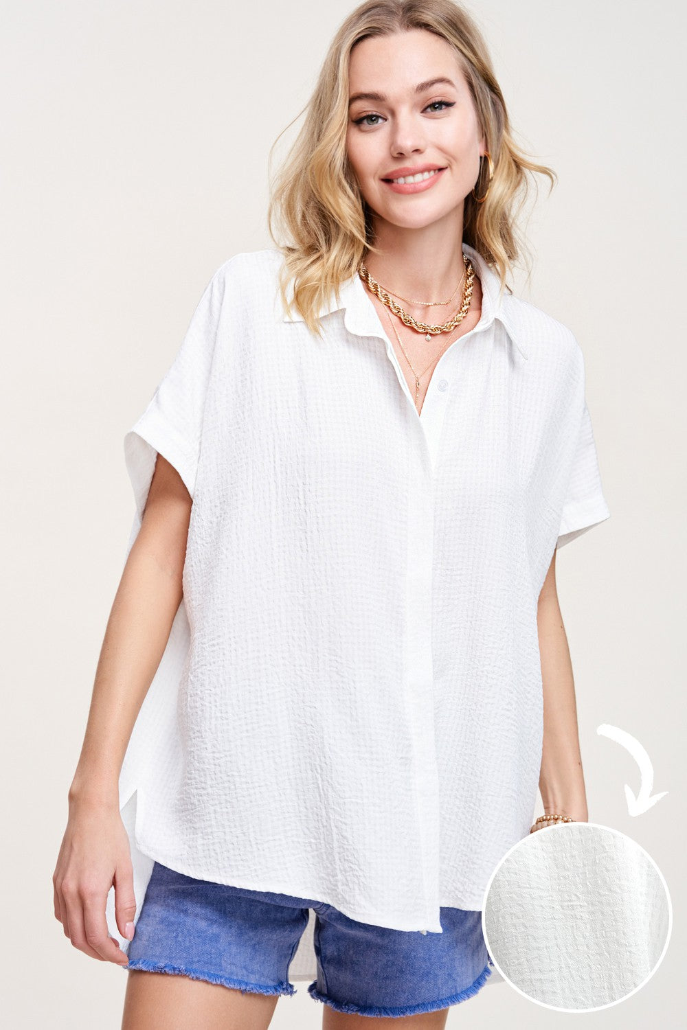 High Low Button Up Top