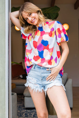 Colorful Cow Print Top