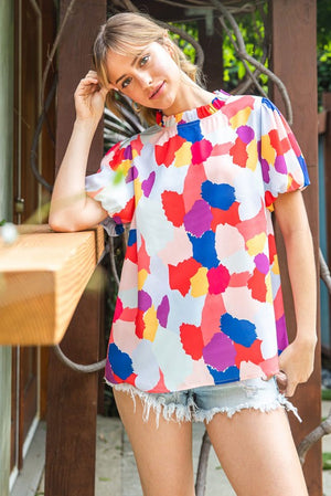 Colorful Cow Print Top