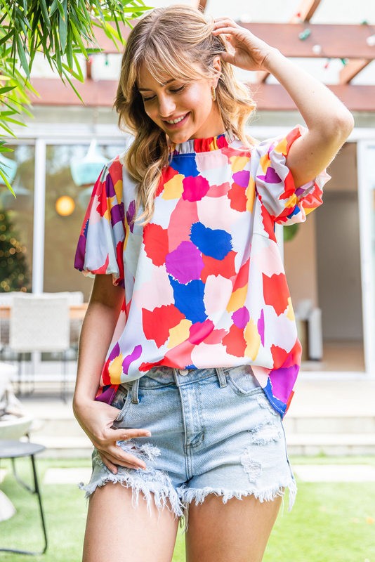 Colorful Cow Print Top