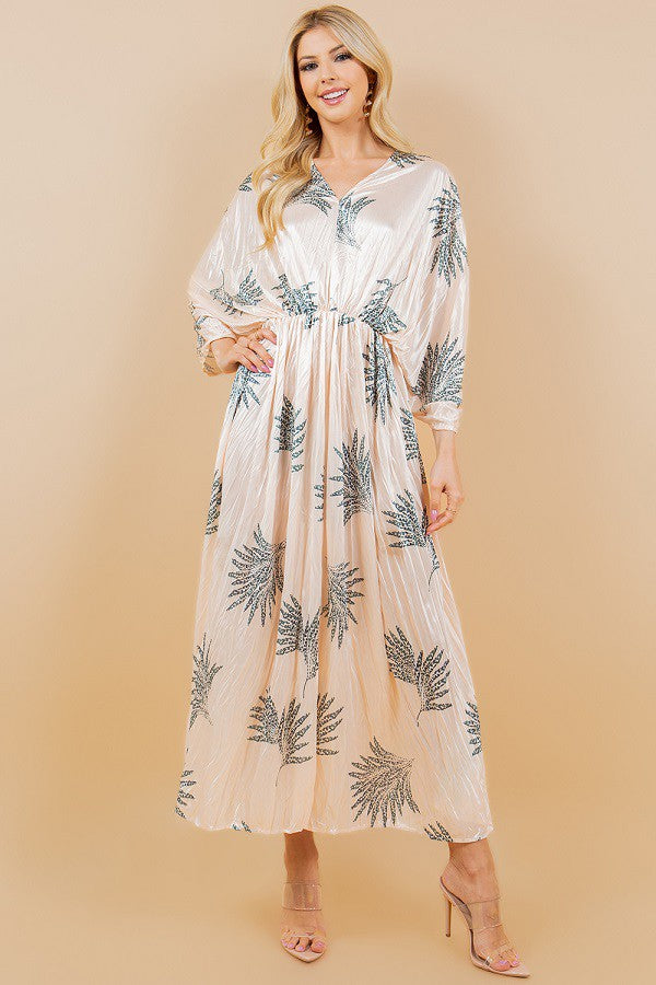Tropical Print Shirred Dress
