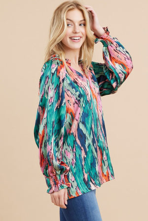 Watercolor Long Sleeve Top Plus