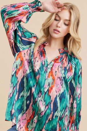 Watercolor Long Sleeve Top Plus