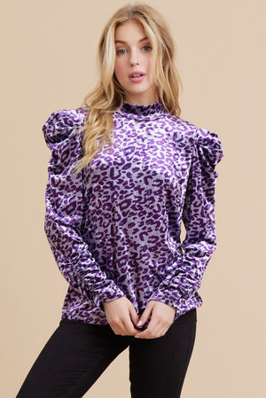 Purple Leopard Velvet Top