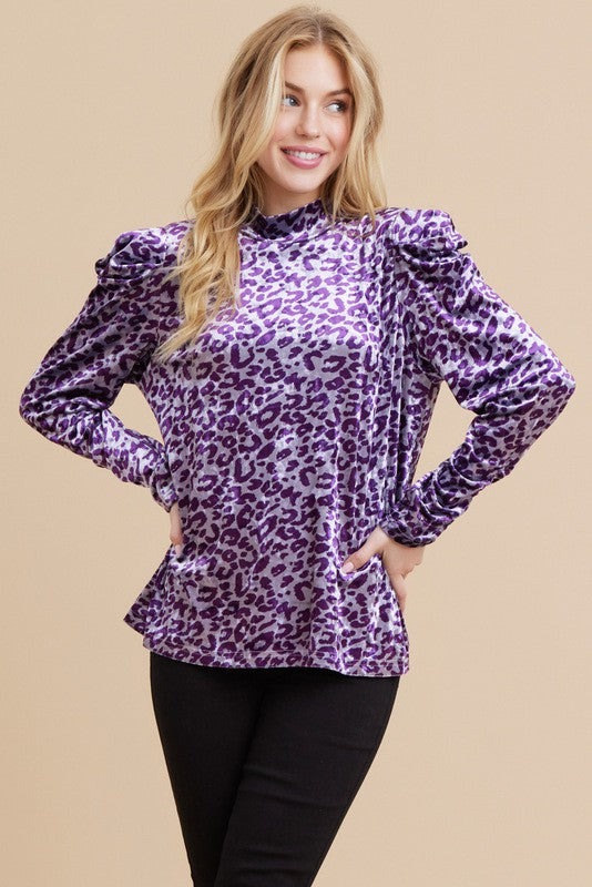 Purple Leopard Velvet Top