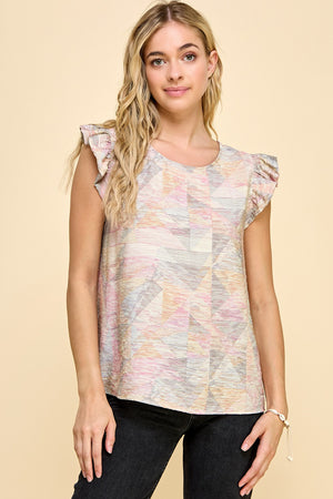 Geometric Flutter Sleeve Top