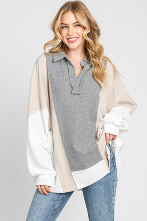 Grey Multi Dolman Sweater