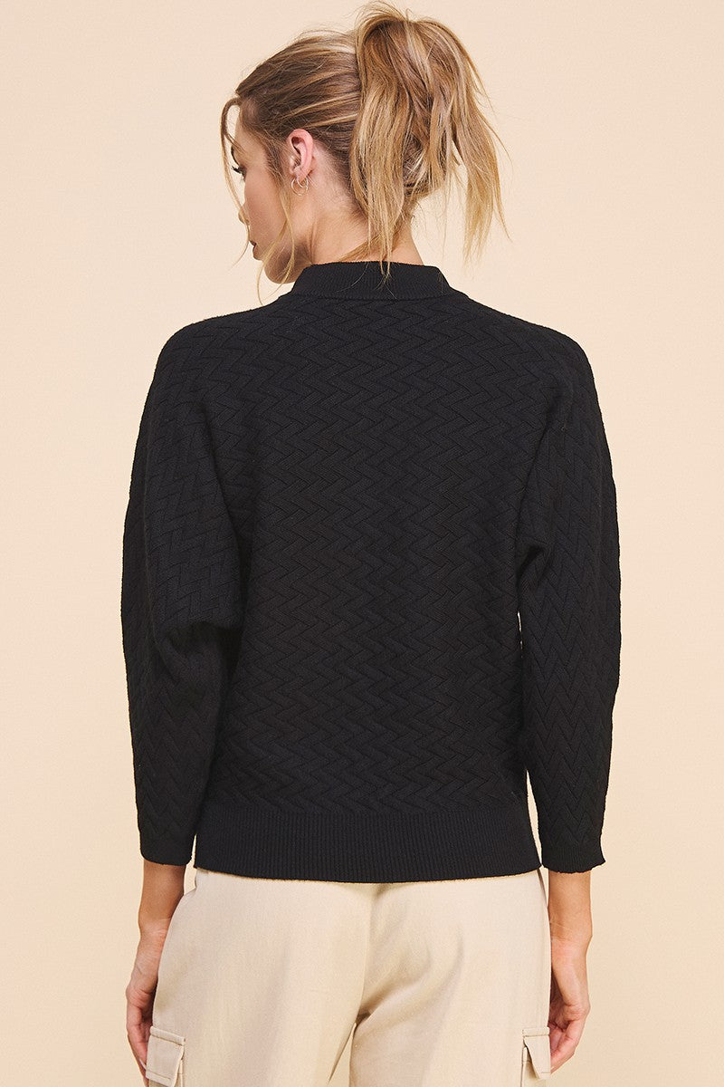 Jacquard Mock Neck Sweater