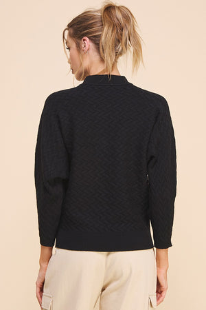 Jacquard Mock Neck Sweater