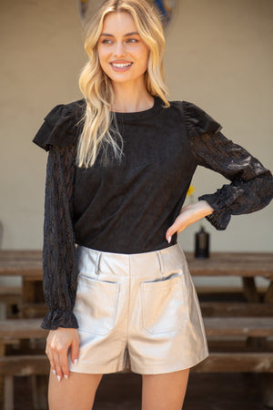 Black Sheer Suede Top