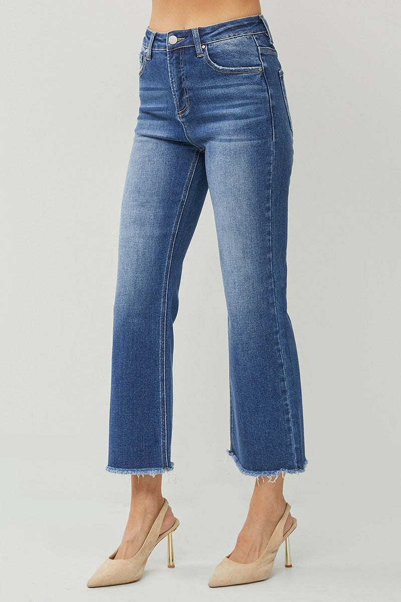 HIGH RISE ANKLE WIDE STRAIGHT JEANS