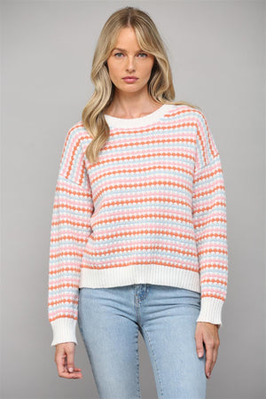 Pink Blue Striped Sweater