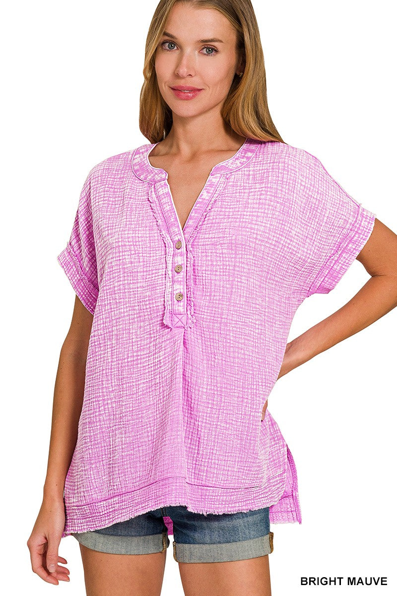 Acid Wash Tunic Top