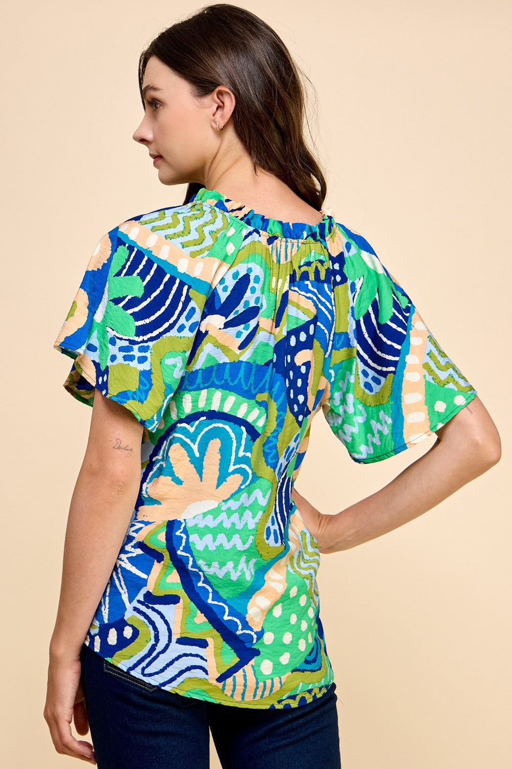 Indigo Abstract Top