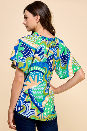 Indigo Abstract Top