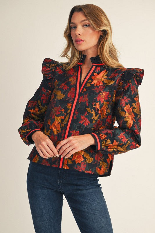 Fall Floral Jacquard Top