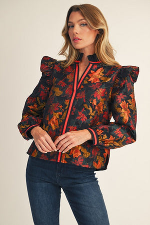 Fall Floral Jacquard Top