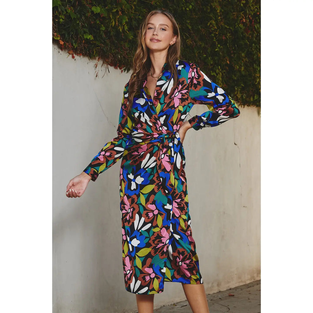 Vibrant Fall Midi Dress