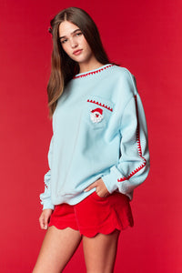 Blue Christmas Santa Sweatshirt