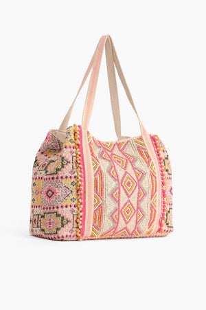 AB Pink Aztec Beaded Tote