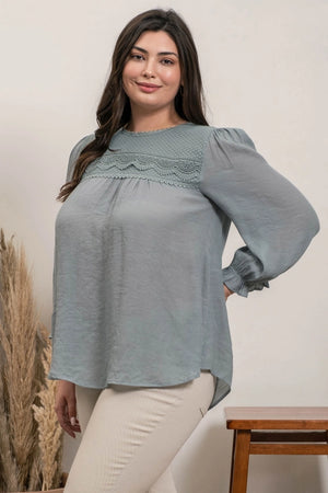 Jade Lace Trim Top Plus