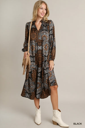 Black Medallion Midi Dress