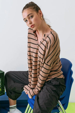 Brown Striped Lightweight Sweater