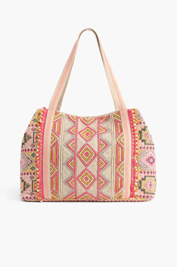 AB Pink Aztec Beaded Tote