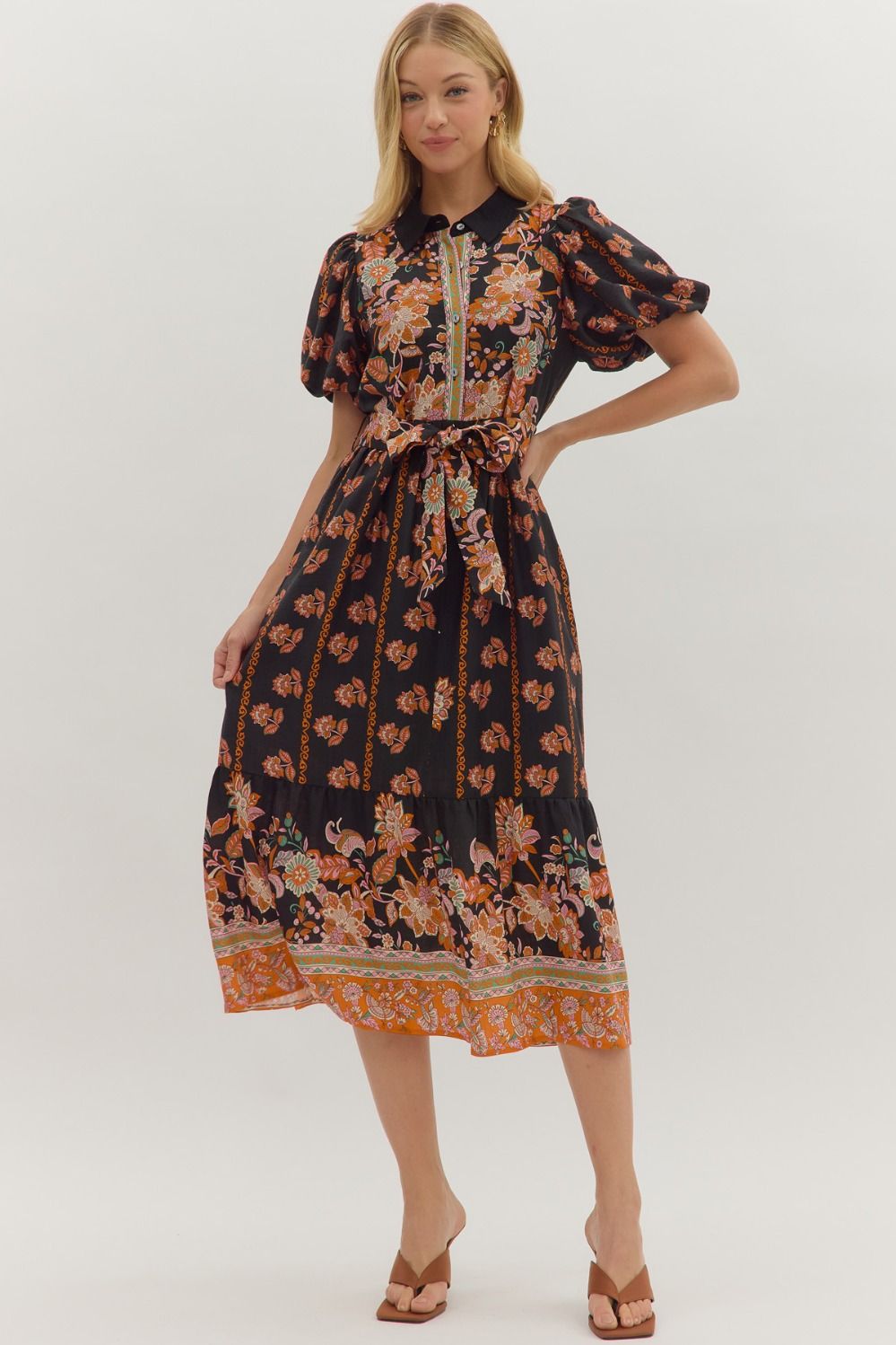 Turning Leaves Midi Dress