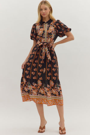 Turning Leaves Midi Dress