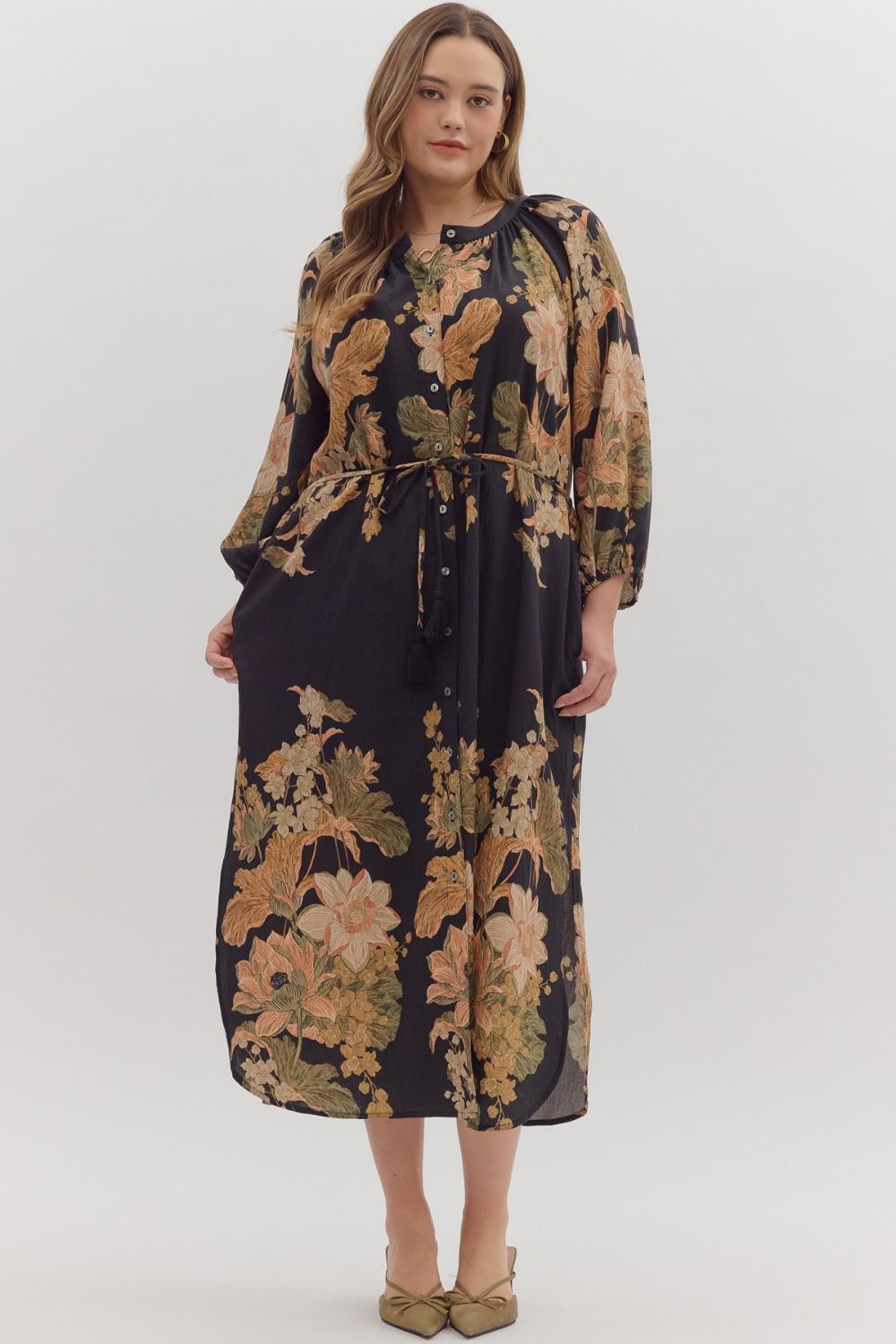 Vintage Floral Midi Dress
