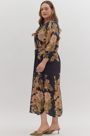Vintage Floral Midi Dress