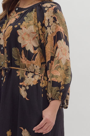 Vintage Floral Midi Dress