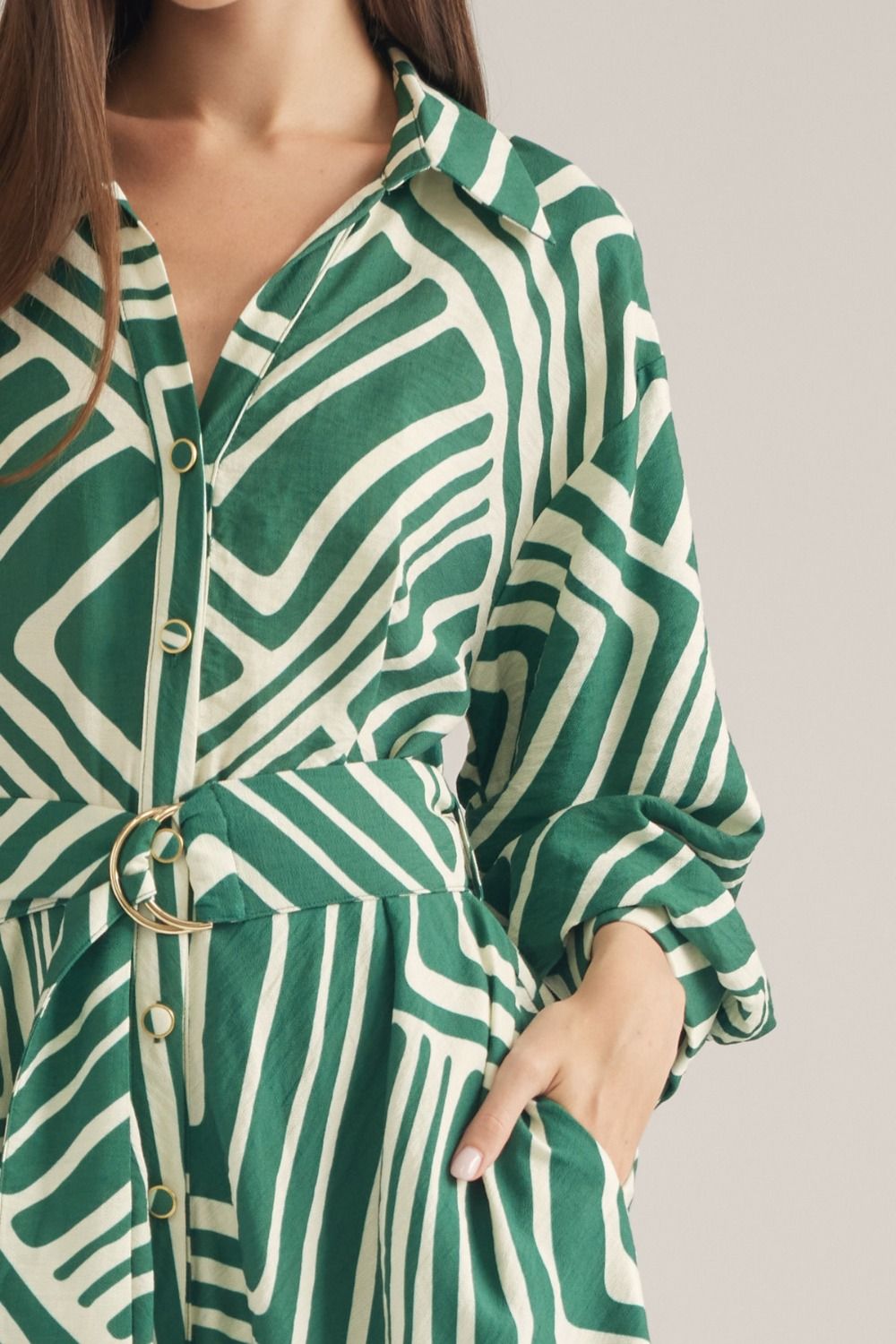green geo dress Emerald – The Fashion Factory MS New-Full-Fall