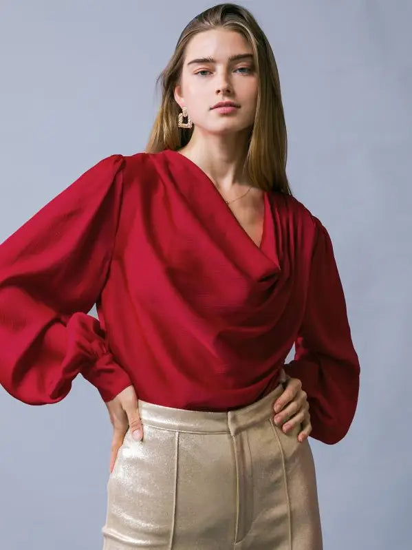 Crimson Satin Top