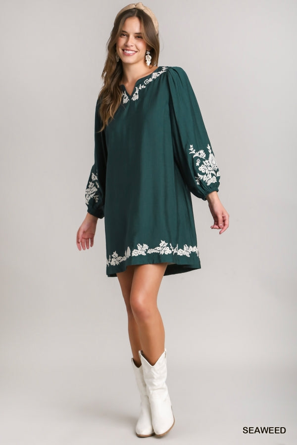 Emerald Embroidery Dress
