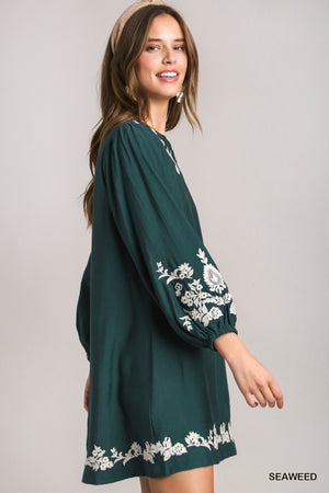Emerald Embroidery Dress
